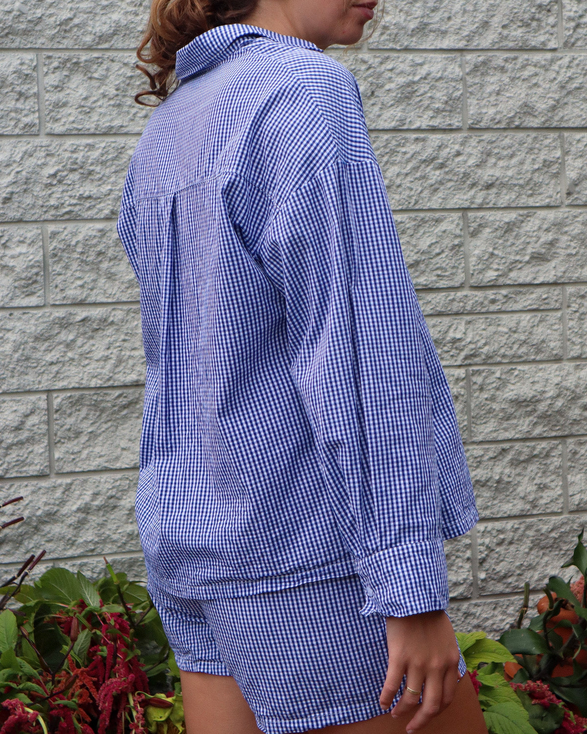 Gardeners Pyjama Set, Blueberry Gingham