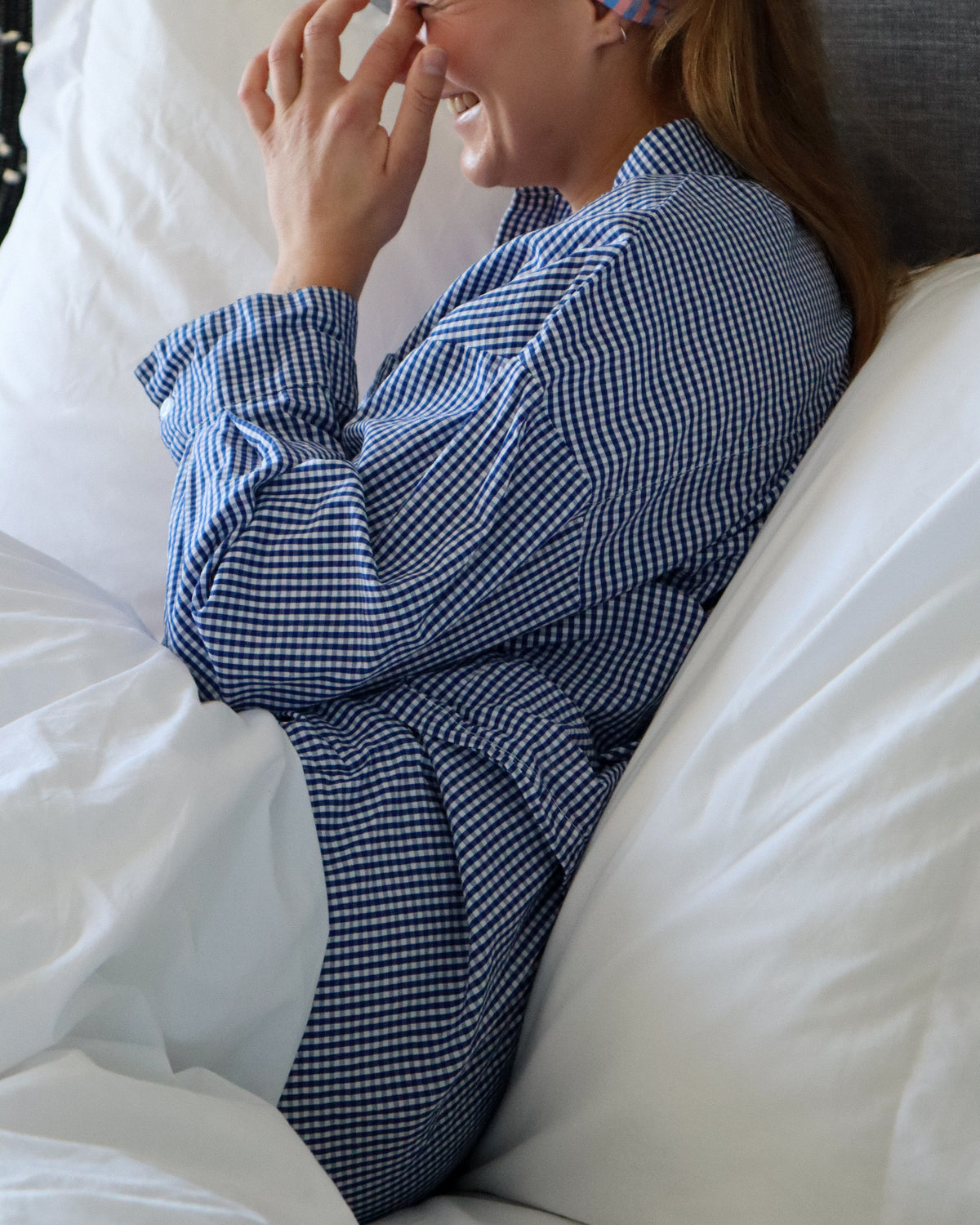Gardeners Pyjama Set, Blueberry Gingham